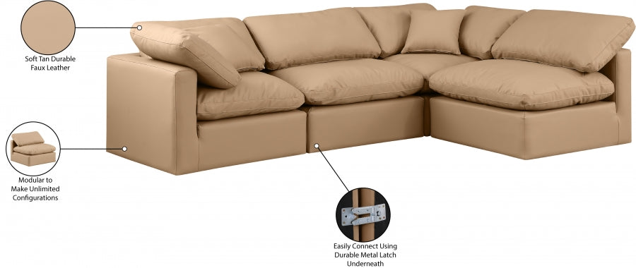 Indulge Faux Leather Sectional Natural from Meridian - Luna Furniture