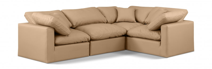 Indulge Faux Leather Sectional Natural from Meridian - Luna Furniture