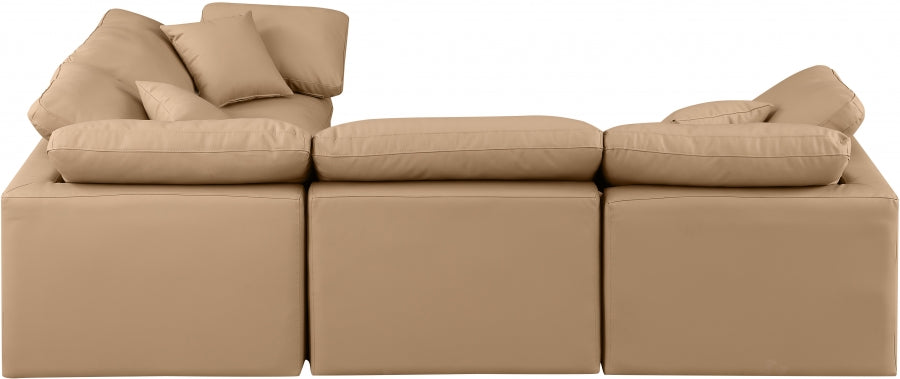 Indulge Faux Leather Sectional Natural from Meridian - Luna Furniture