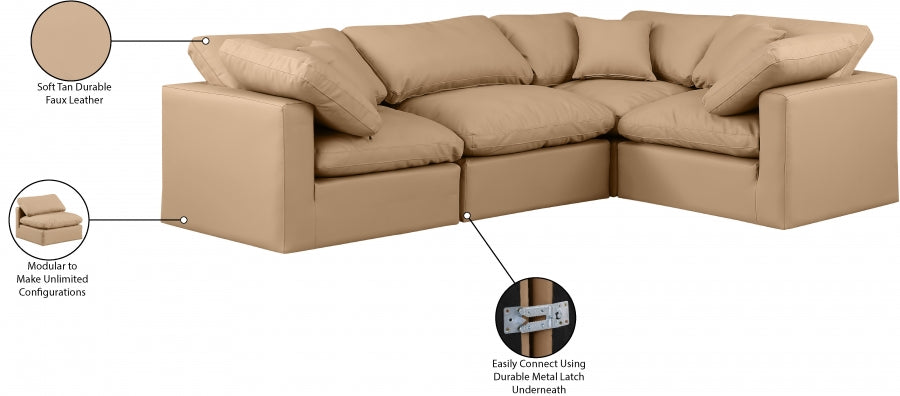 Indulge Faux Leather Sectional Natural from Meridian - Luna Furniture