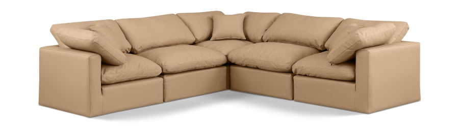 Indulge Faux Leather Sectional Natural from Meridian - Luna Furniture