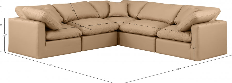 Indulge Faux Leather Sectional Natural from Meridian - Luna Furniture