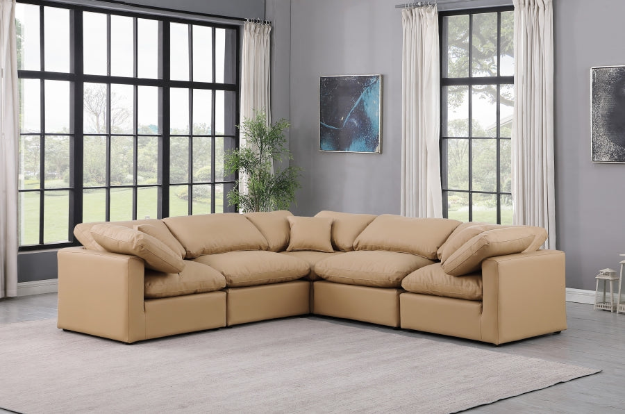 Indulge Faux Leather Sectional Natural from Meridian - Luna Furniture