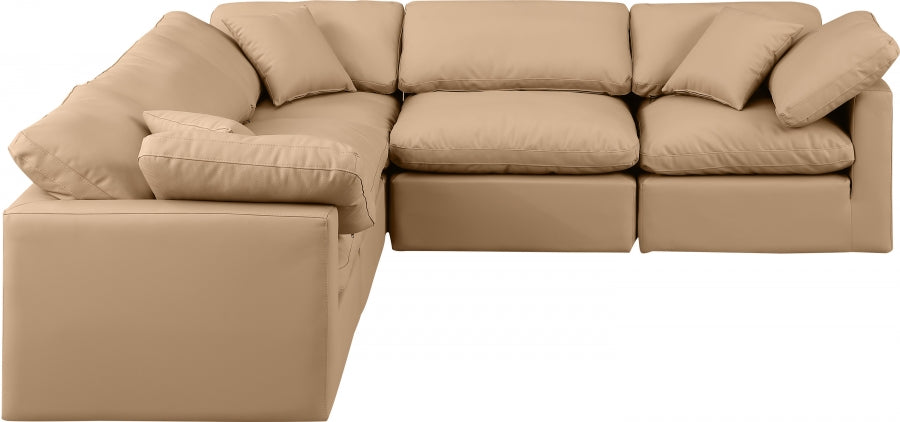 Indulge Faux Leather Sectional Natural from Meridian - Luna Furniture