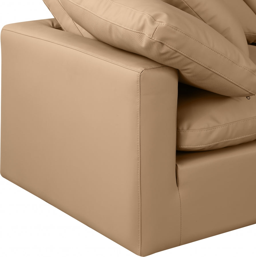 Indulge Faux Leather Sectional Natural from Meridian - Luna Furniture