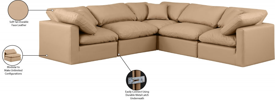 Indulge Faux Leather Sectional Natural from Meridian - Luna Furniture