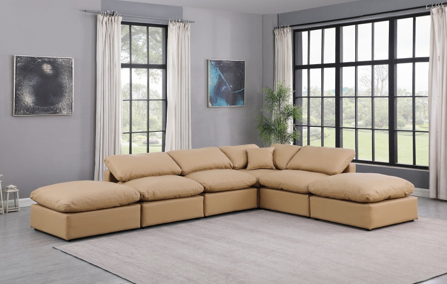 Indulge Faux Leather Sectional Natural from Meridian - Luna Furniture