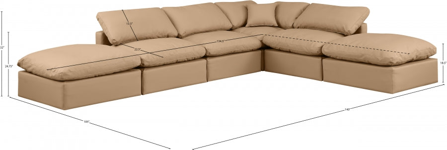 Indulge Faux Leather Sectional Natural from Meridian - Luna Furniture