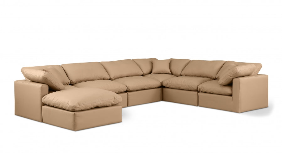 Indulge Faux Leather Sectional Natural from Meridian - Luna Furniture