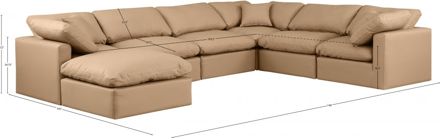 Indulge Faux Leather Sectional Natural from Meridian - Luna Furniture