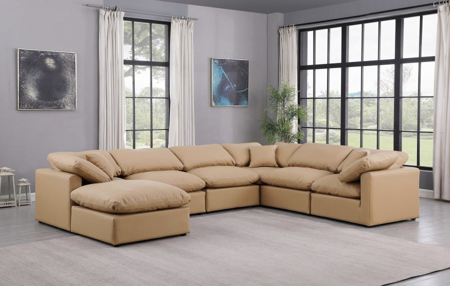 Indulge Faux Leather Sectional Natural from Meridian - Luna Furniture