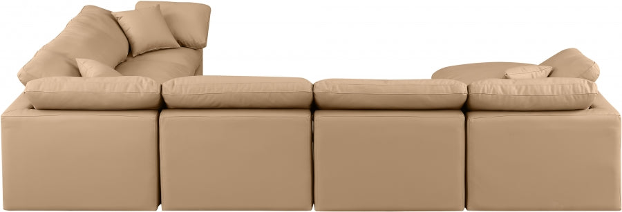 Indulge Faux Leather Sectional Natural from Meridian - Luna Furniture