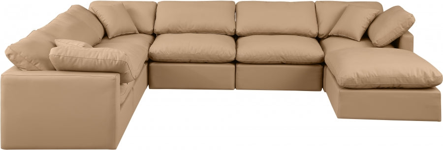 Indulge Faux Leather Sectional Natural from Meridian - Luna Furniture