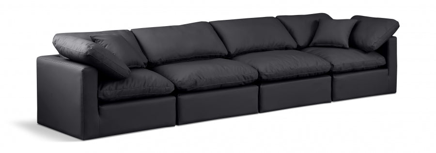 Indulge Faux Leather Sofa Black from Meridian - Luna Furniture