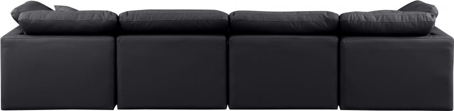 Indulge Faux Leather Sofa Black from Meridian - Luna Furniture