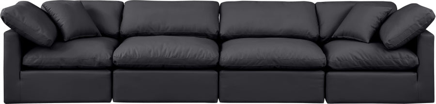 Indulge Faux Leather Sofa Black from Meridian - Luna Furniture