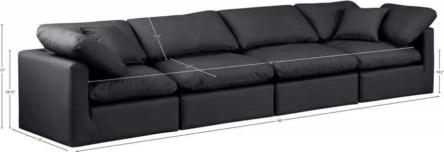 Indulge Faux Leather Sofa Black from Meridian - Luna Furniture