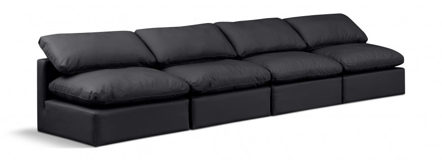 Indulge Faux Leather Sofa Black from Meridian - Luna Furniture