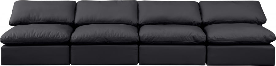 Indulge Faux Leather Sofa Black from Meridian - Luna Furniture