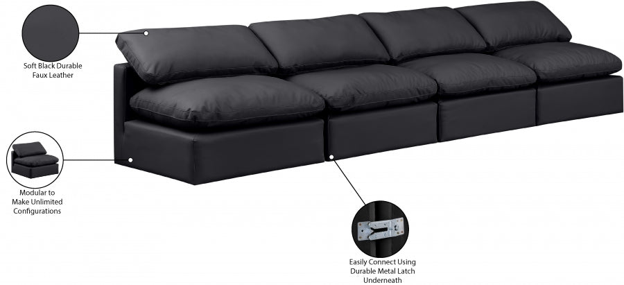 Indulge Faux Leather Sofa Black from Meridian - Luna Furniture