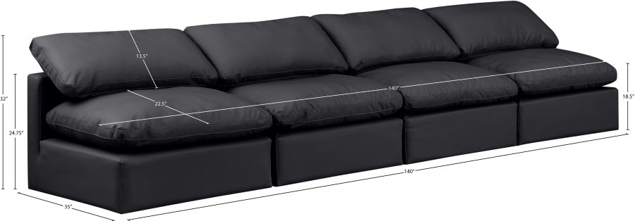 Indulge Faux Leather Sofa Black from Meridian - Luna Furniture