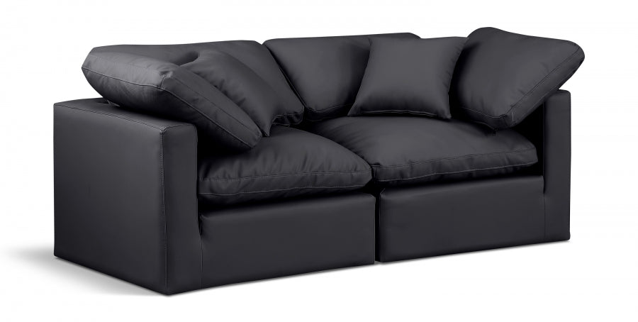 Indulge Faux Leather Sofa Black from Meridian - Luna Furniture