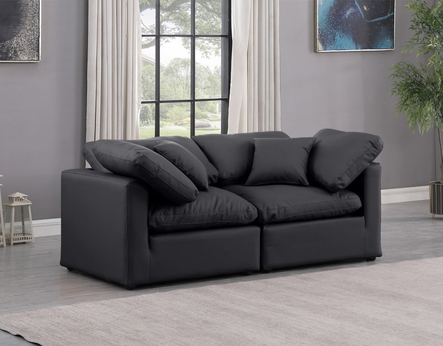 Indulge Faux Leather Sofa Black from Meridian - Luna Furniture