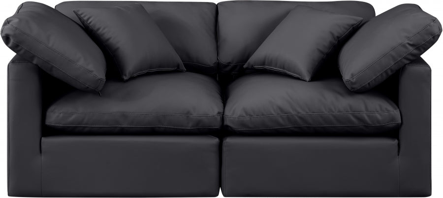 Indulge Faux Leather Sofa Black from Meridian - Luna Furniture