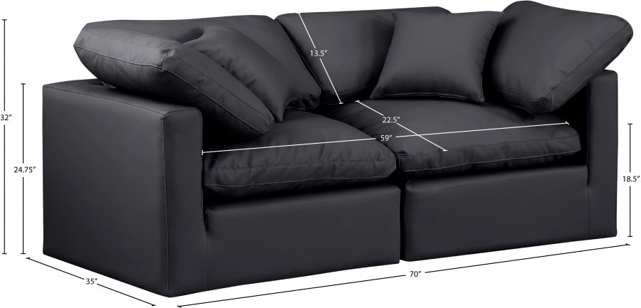 Indulge Faux Leather Sofa Black from Meridian - Luna Furniture