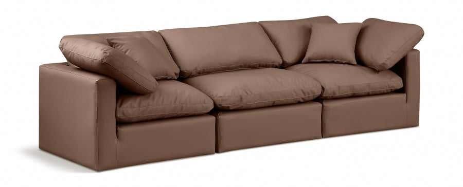 Indulge Faux Leather Sofa Brown from Meridian - Luna Furniture