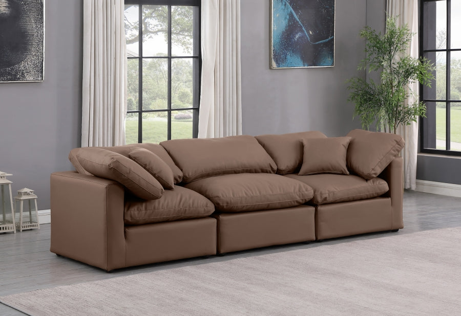 Indulge Faux Leather Sofa Brown from Meridian - Luna Furniture