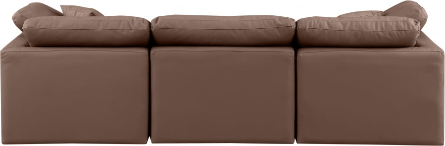 Indulge Faux Leather Sofa Brown from Meridian - Luna Furniture