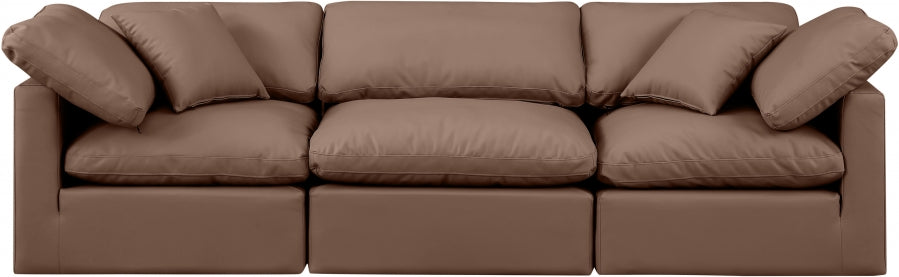 Indulge Faux Leather Sofa Brown from Meridian - Luna Furniture