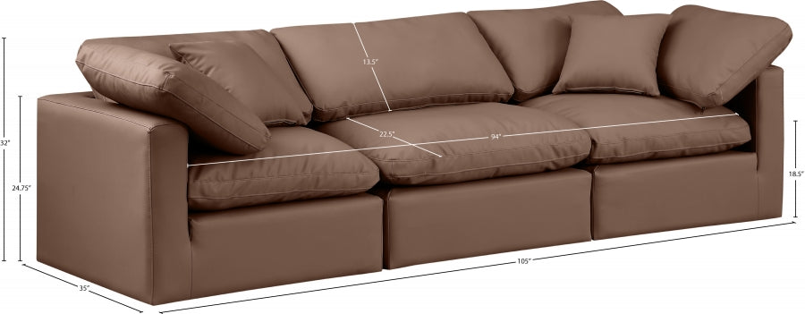 Indulge Faux Leather Sofa Brown from Meridian - Luna Furniture