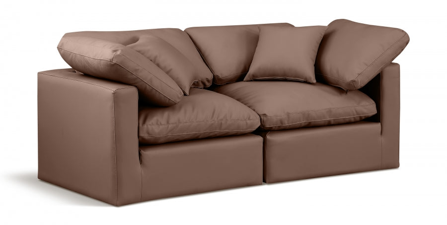 Indulge Faux Leather Sofa Brown from Meridian - Luna Furniture