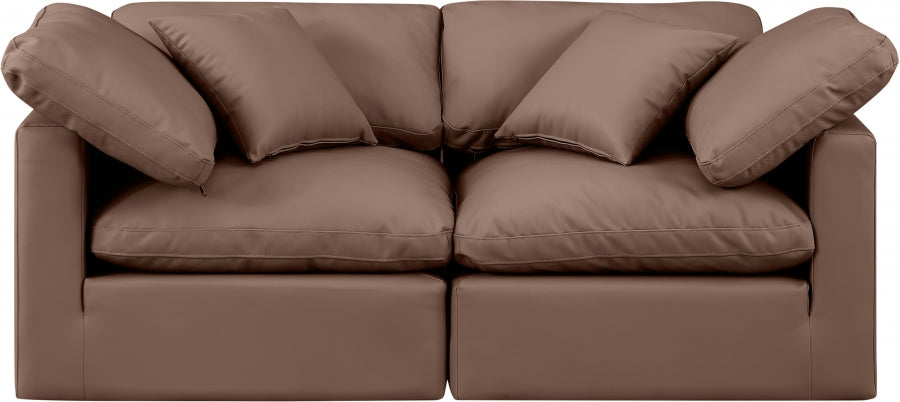 Indulge Faux Leather Sofa Brown from Meridian - Luna Furniture