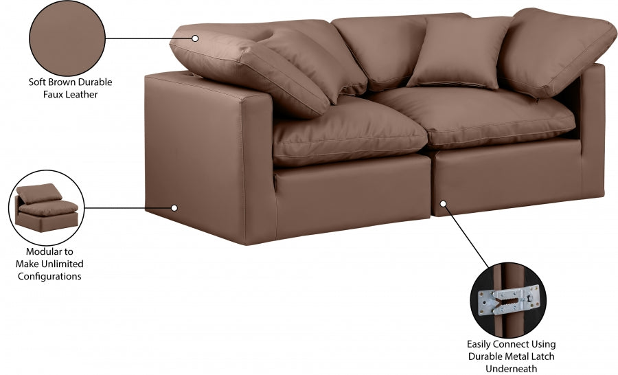 Indulge Faux Leather Sofa Brown from Meridian - Luna Furniture