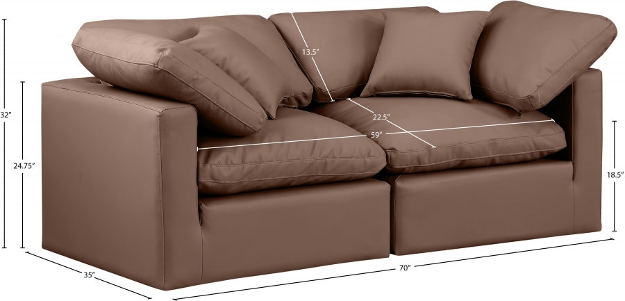 Indulge Faux Leather Sofa Brown from Meridian - Luna Furniture