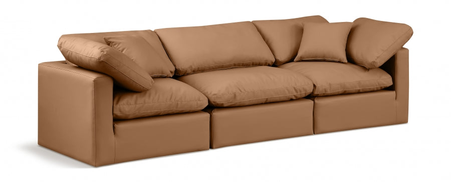 Indulge Faux Leather Sofa Cognac from Meridian - Luna Furniture