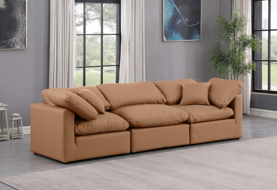 Indulge Faux Leather Sofa Cognac from Meridian - Luna Furniture