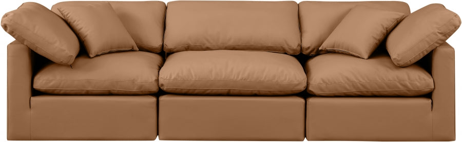 Indulge Faux Leather Sofa Cognac from Meridian - Luna Furniture