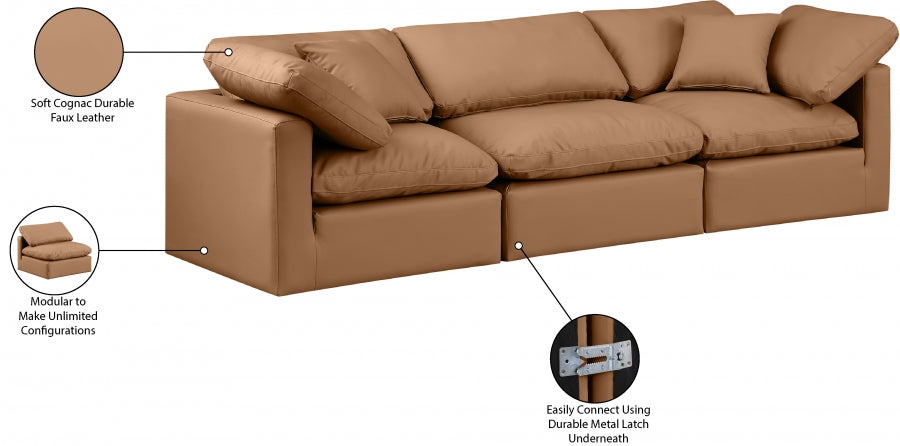 Indulge Faux Leather Sofa Cognac from Meridian - Luna Furniture