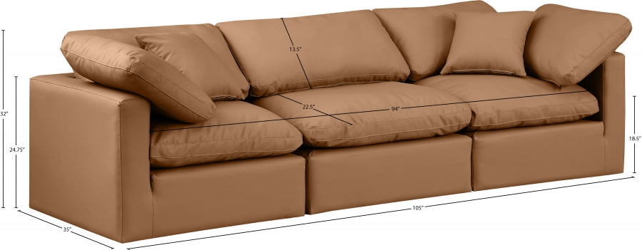 Indulge Faux Leather Sofa Cognac from Meridian - Luna Furniture