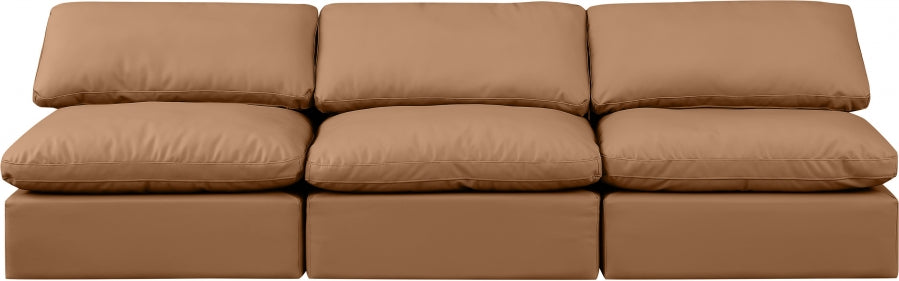 Indulge Faux Leather Sofa Cognac from Meridian - Luna Furniture