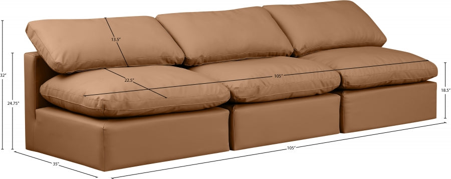 Indulge Faux Leather Sofa Cognac from Meridian - Luna Furniture