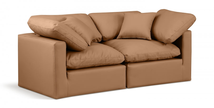 Indulge Faux Leather Sofa Cognac from Meridian - Luna Furniture