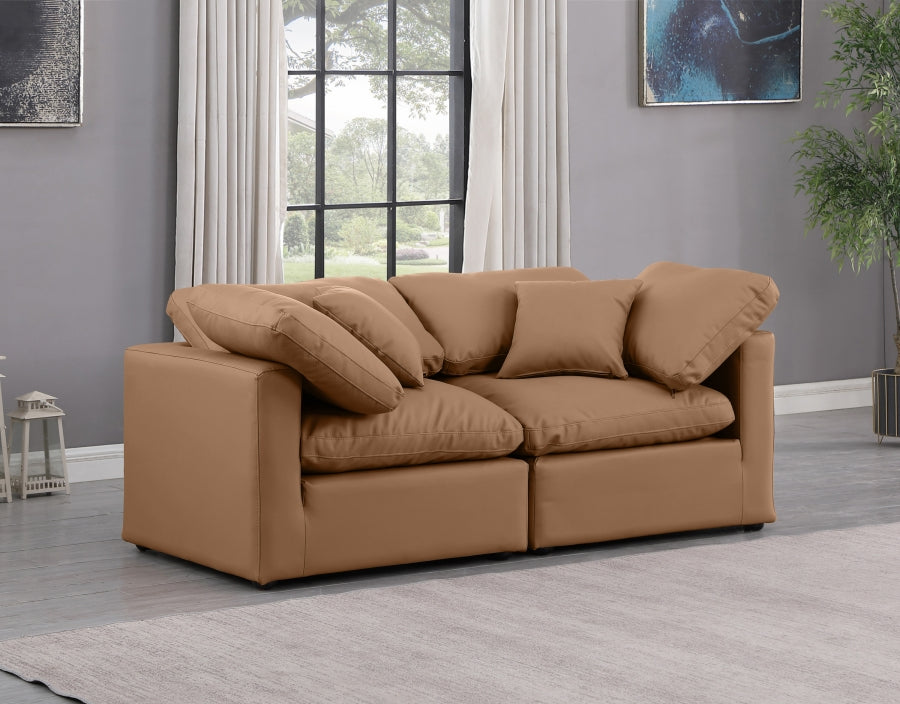 Indulge Faux Leather Sofa Cognac from Meridian - Luna Furniture