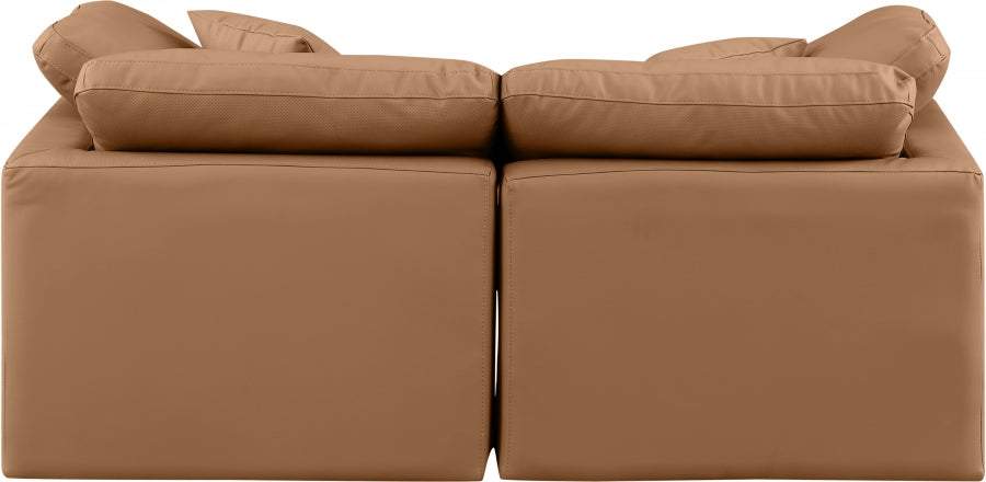 Indulge Faux Leather Sofa Cognac from Meridian - Luna Furniture