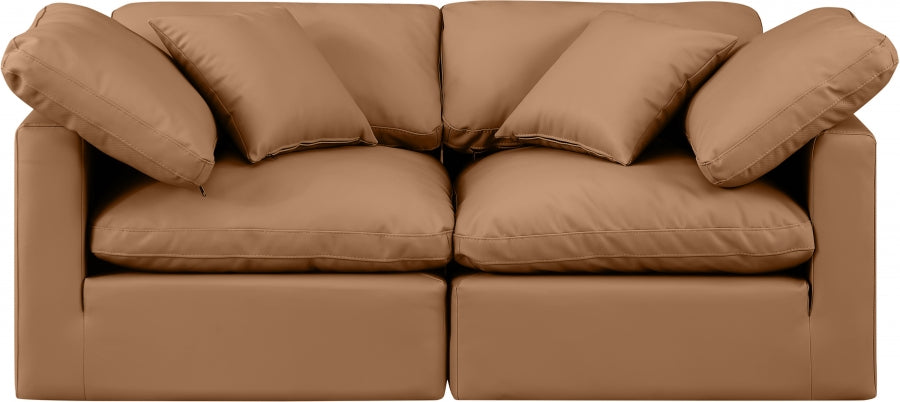 Indulge Faux Leather Sofa Cognac from Meridian - Luna Furniture