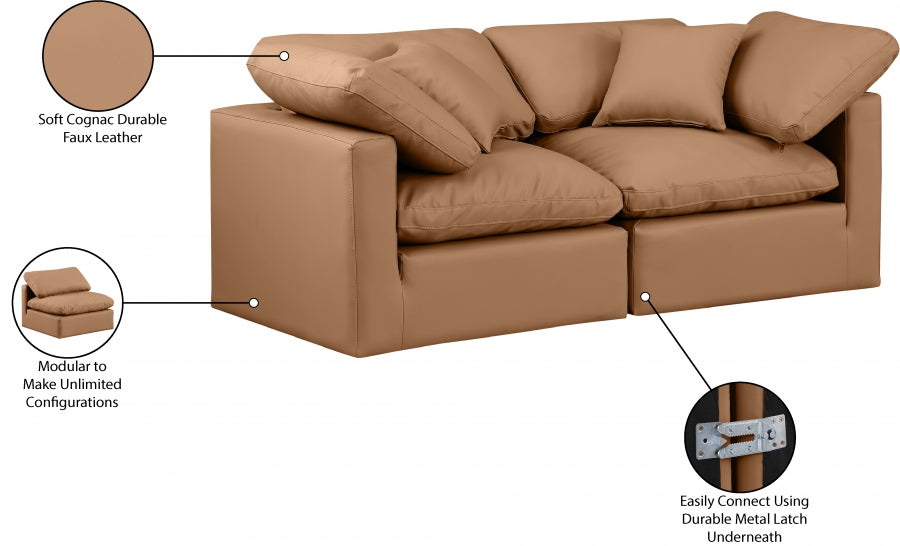 Indulge Faux Leather Sofa Cognac from Meridian - Luna Furniture